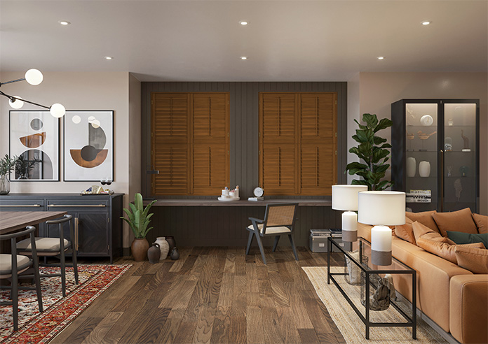 Kensington, Teak - Tier on Tier Twist&Fit Plantation Shutter - Image 10